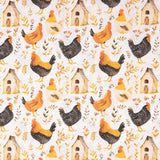 Popeline de algodão estampado com galinhas - Ribes y Casals