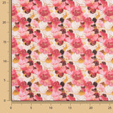Popeline de algodão estampado com flores aquarela rosa - Ribes y Casals