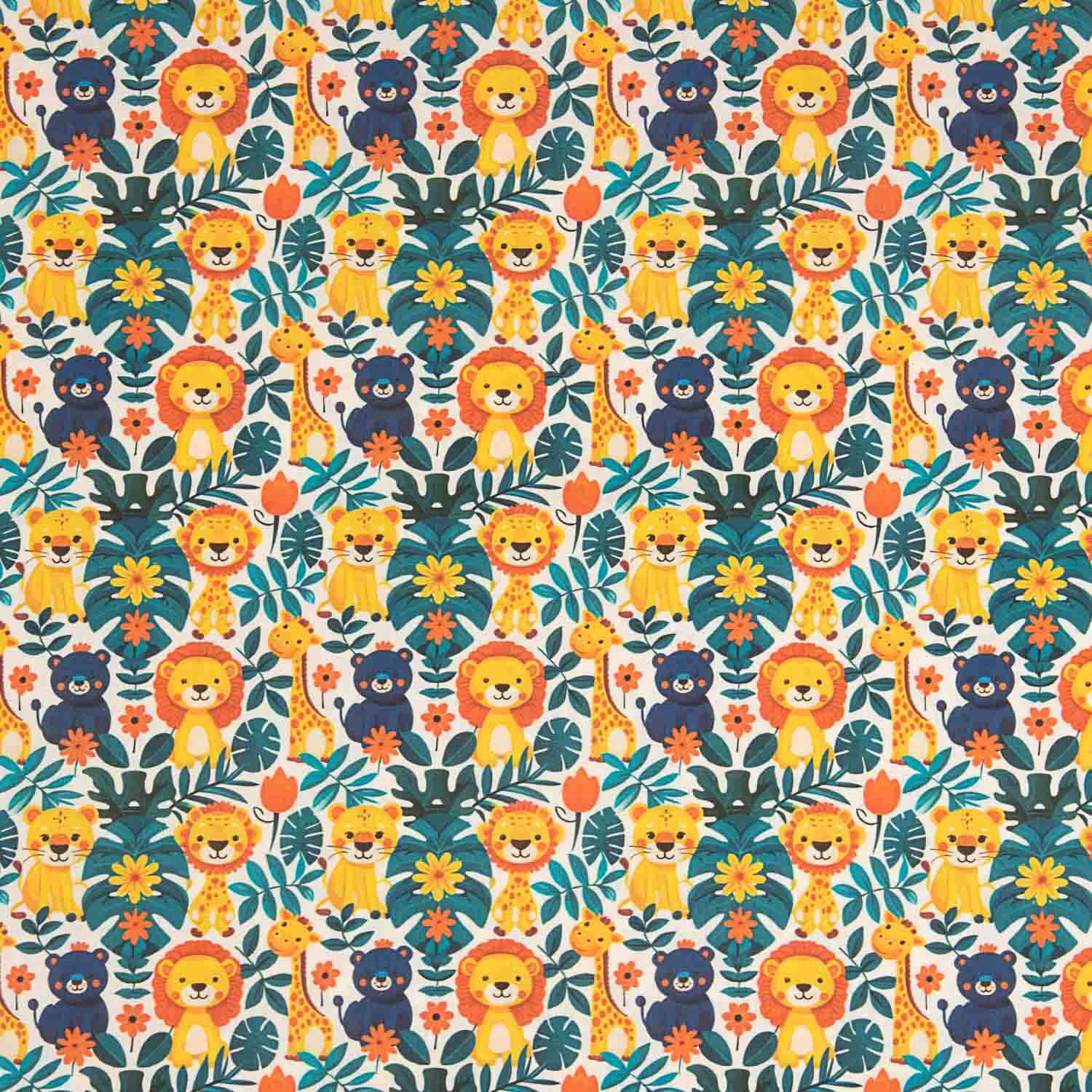 Popelina de Algodão Estampada Safari Infantil - Ribes y Casals