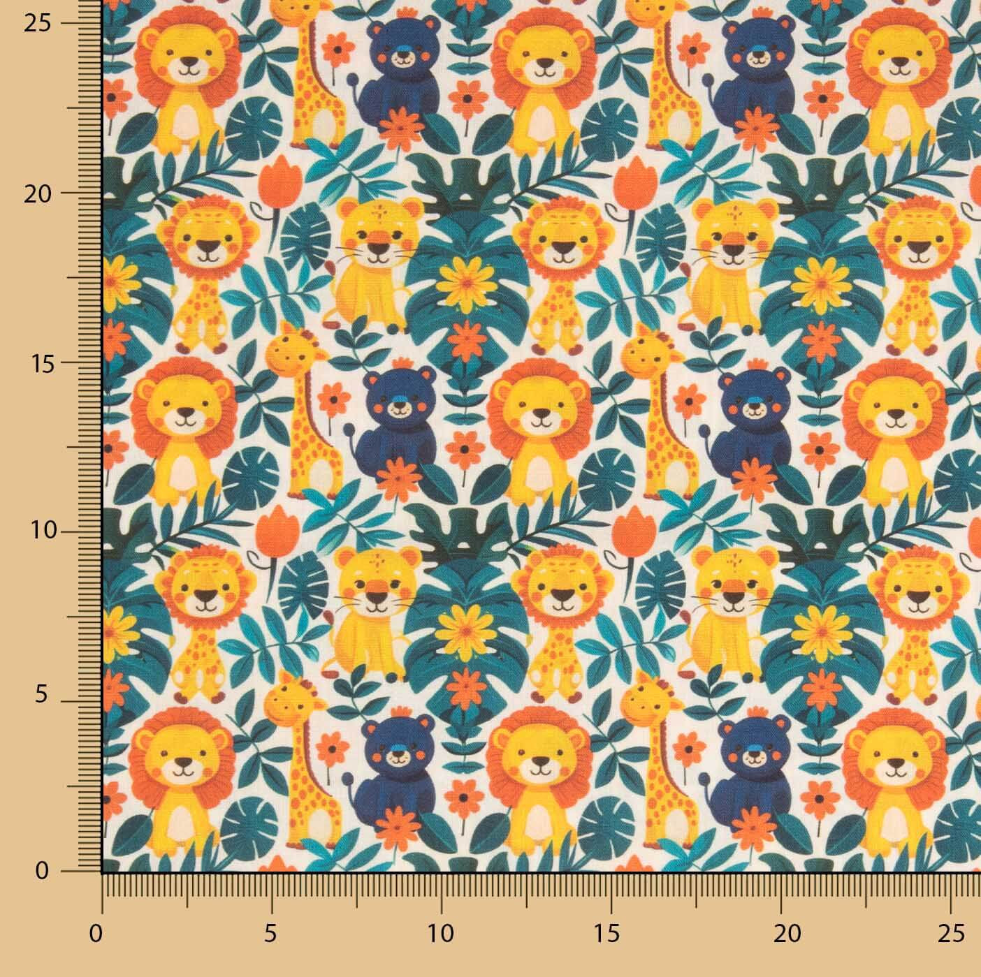 Popelina de Algodão Estampada Safari Infantil - Ribes y Casals