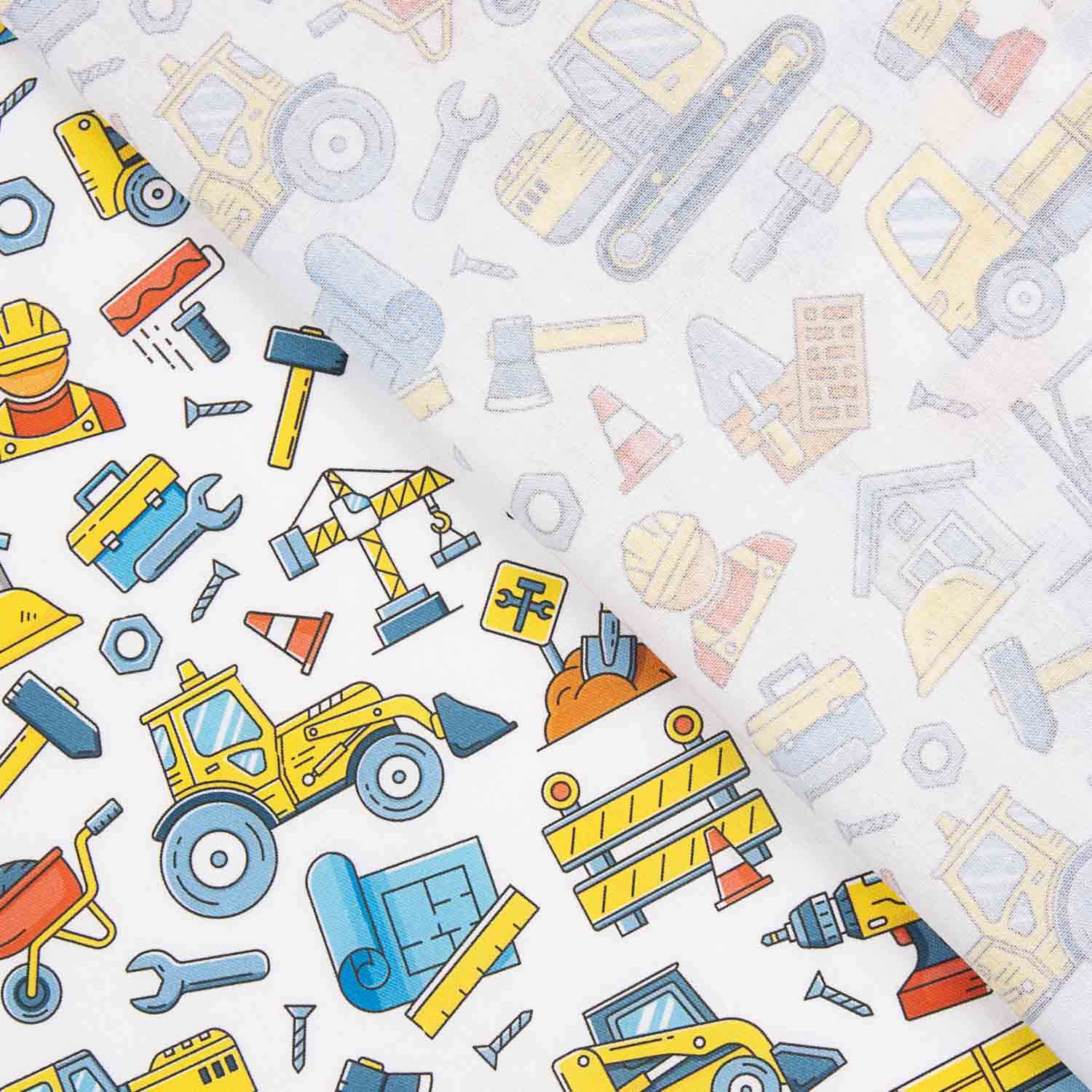 Popelina de Algodão Estampada Construção Infantil - Ribes y Casals