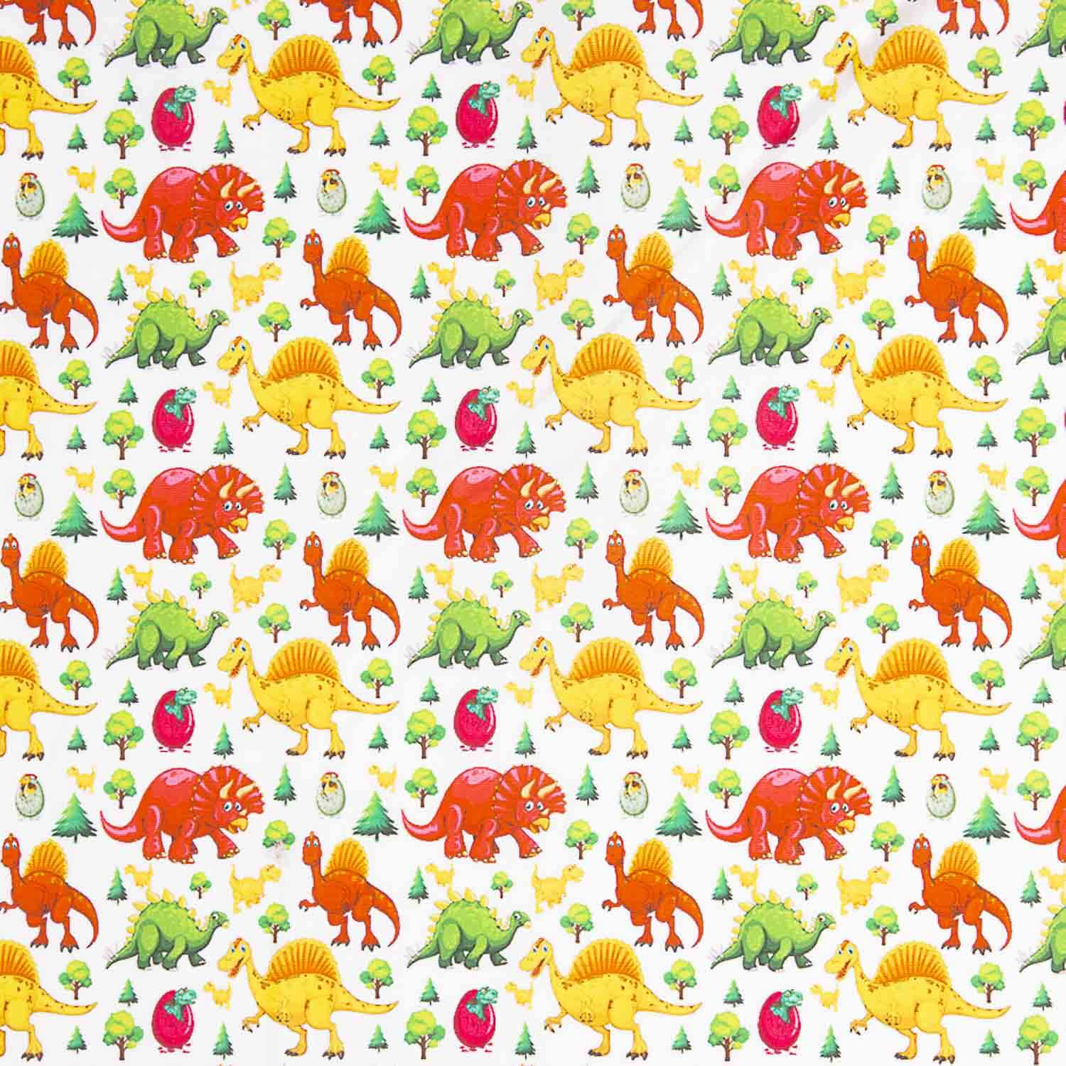 Popelina de Algodão Estampada Dinossauros Infantil - Ribes y Casals