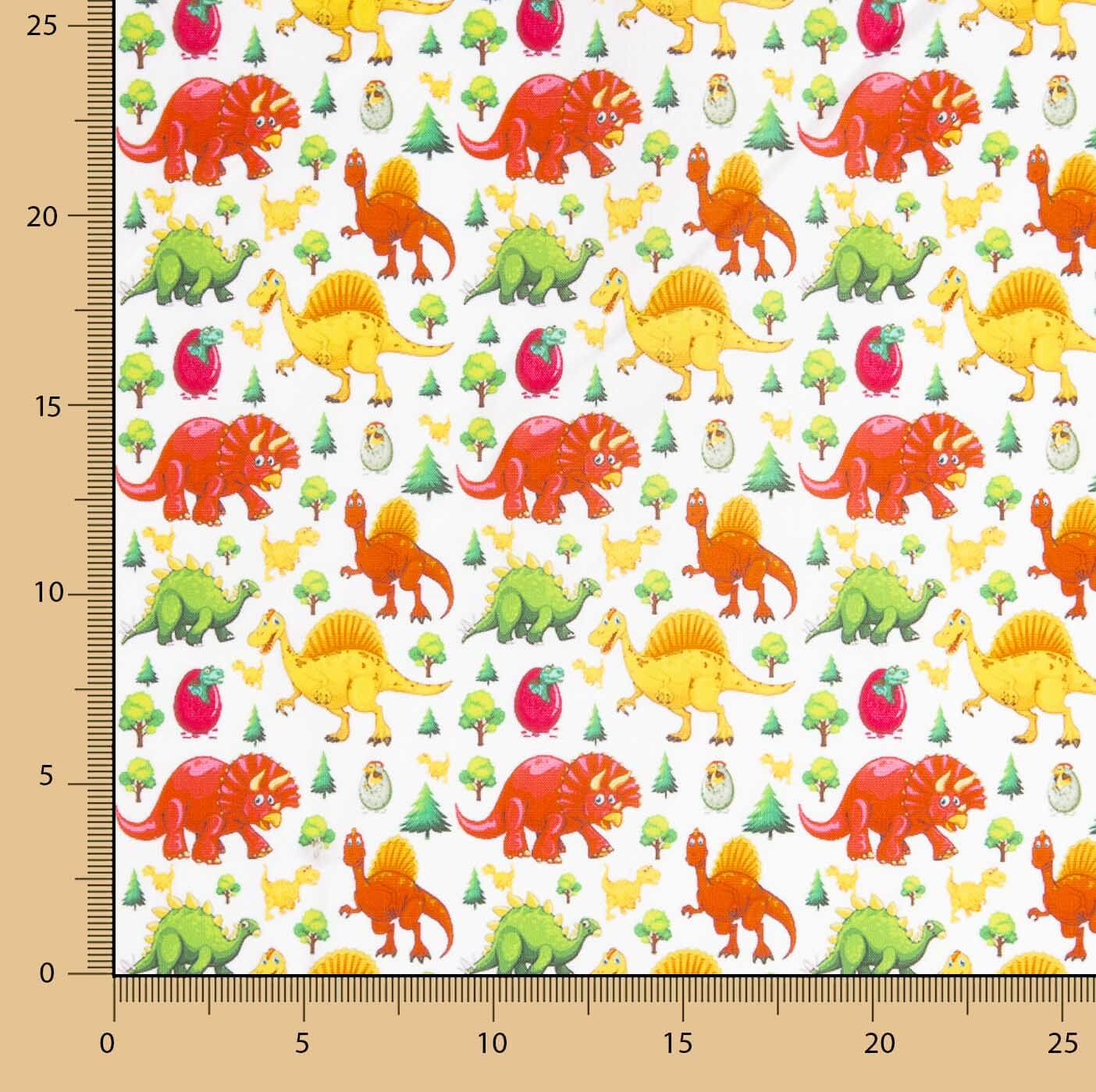 Popelina de Algodão Estampada Dinossauros Infantil - Ribes y Casals