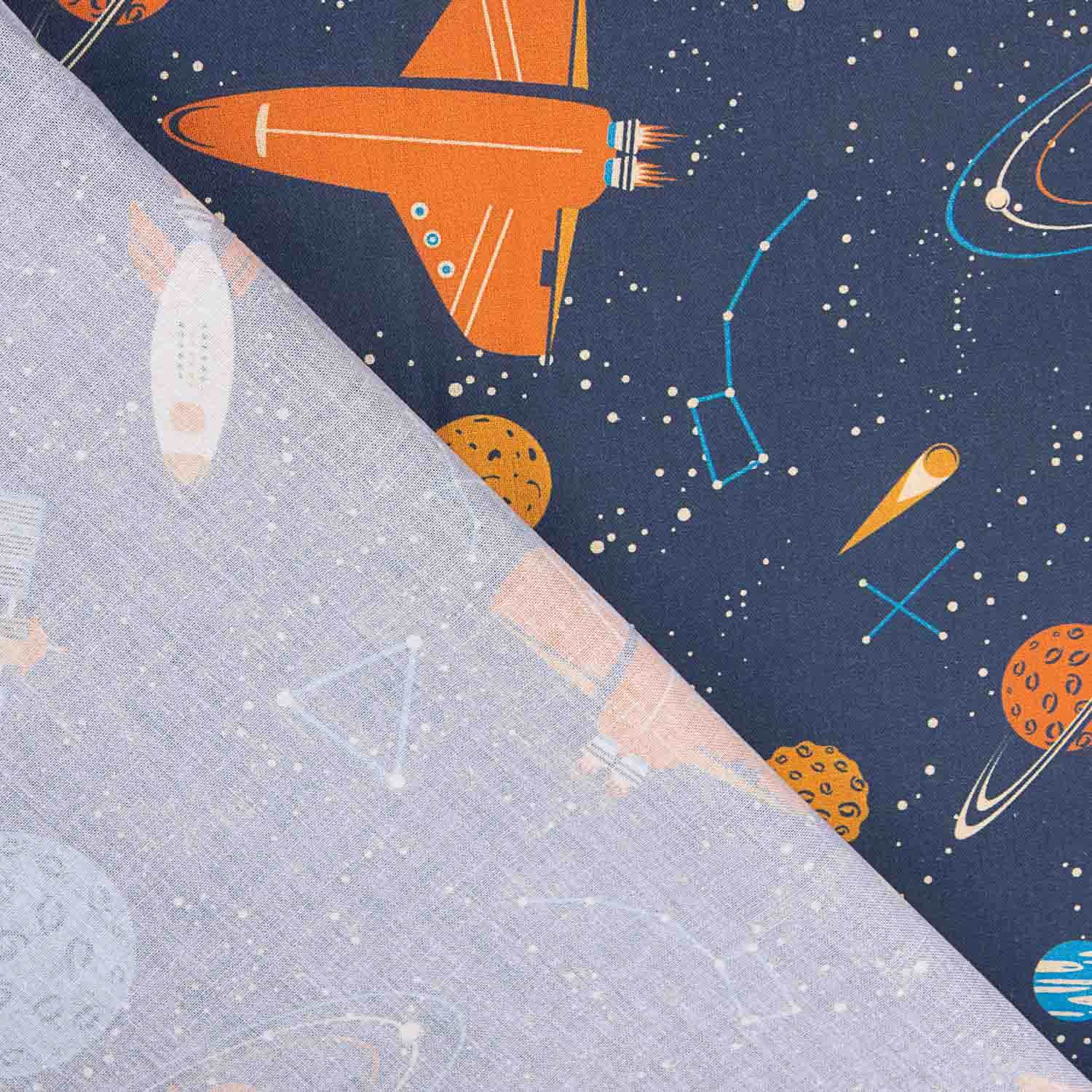 Popelina de Algodão Estampada Espaço Infantil - Ribes y Casals