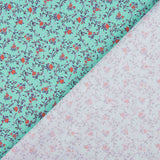 Popeline de algodão estampado com mini flores turquesa - Ribes y Casals