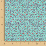 Popeline de algodão estampado com mini flores turquesa - Ribes y Casals