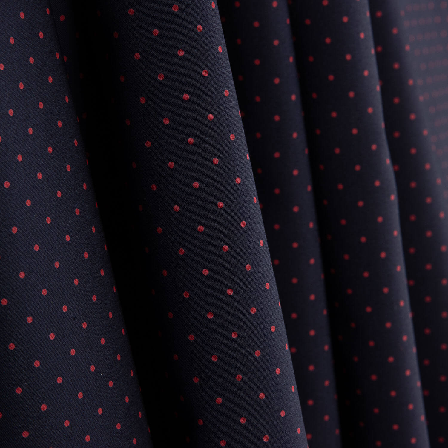 Popelina Fina Camisa Azul-marinho Bolinhas Vermelhas - Ribes y Casals