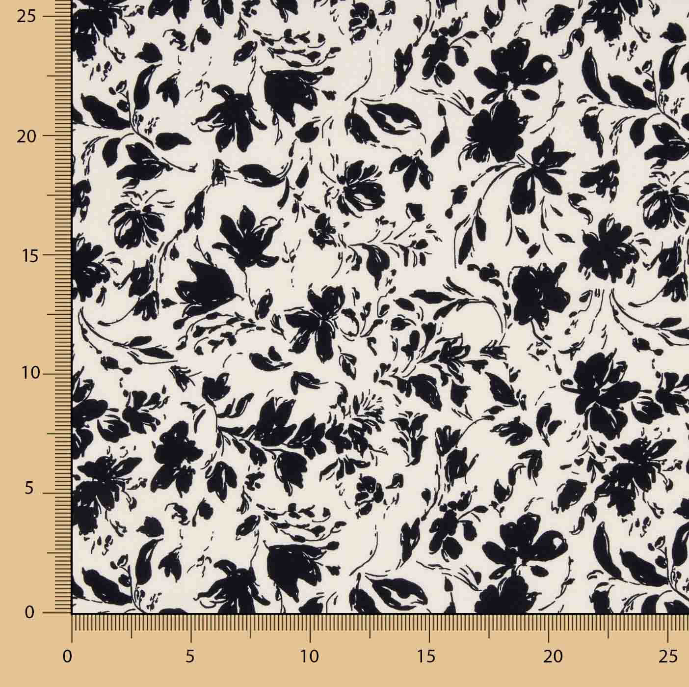 Popeline de bambu floral preto - Ribes y Casals