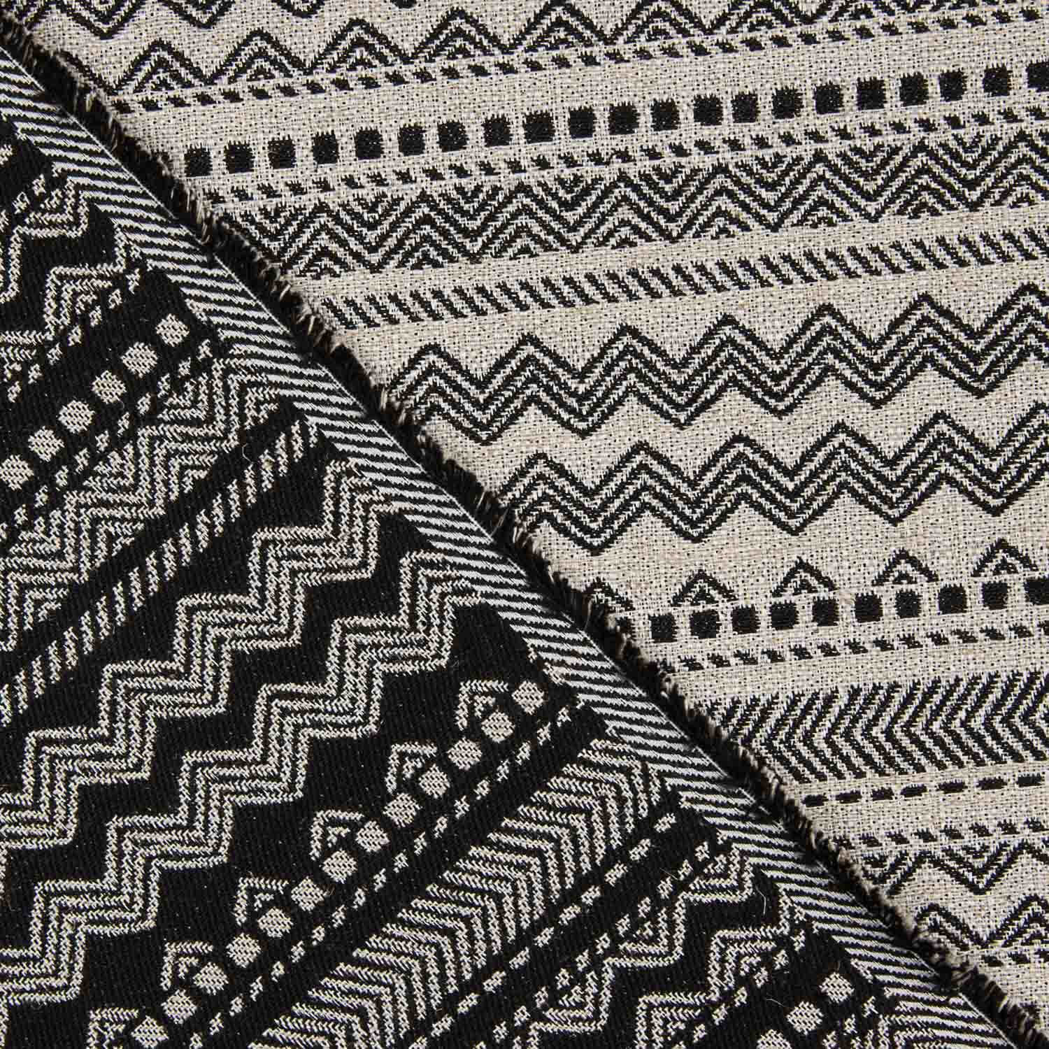 Lona Jacquard Estofos Étnico Preto - Ribes y Casals