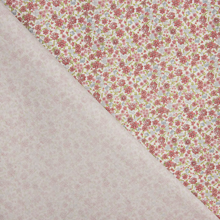 Viyela estampada com motivos de jardim rosa - Ribes y Casals