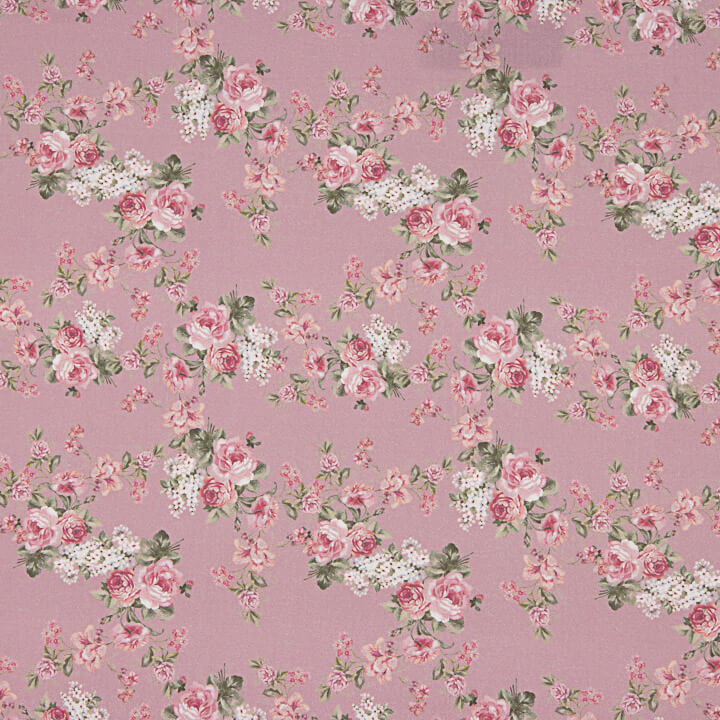 Viyela estampada com Rosas Provençais Rosa - Ribes y Casals