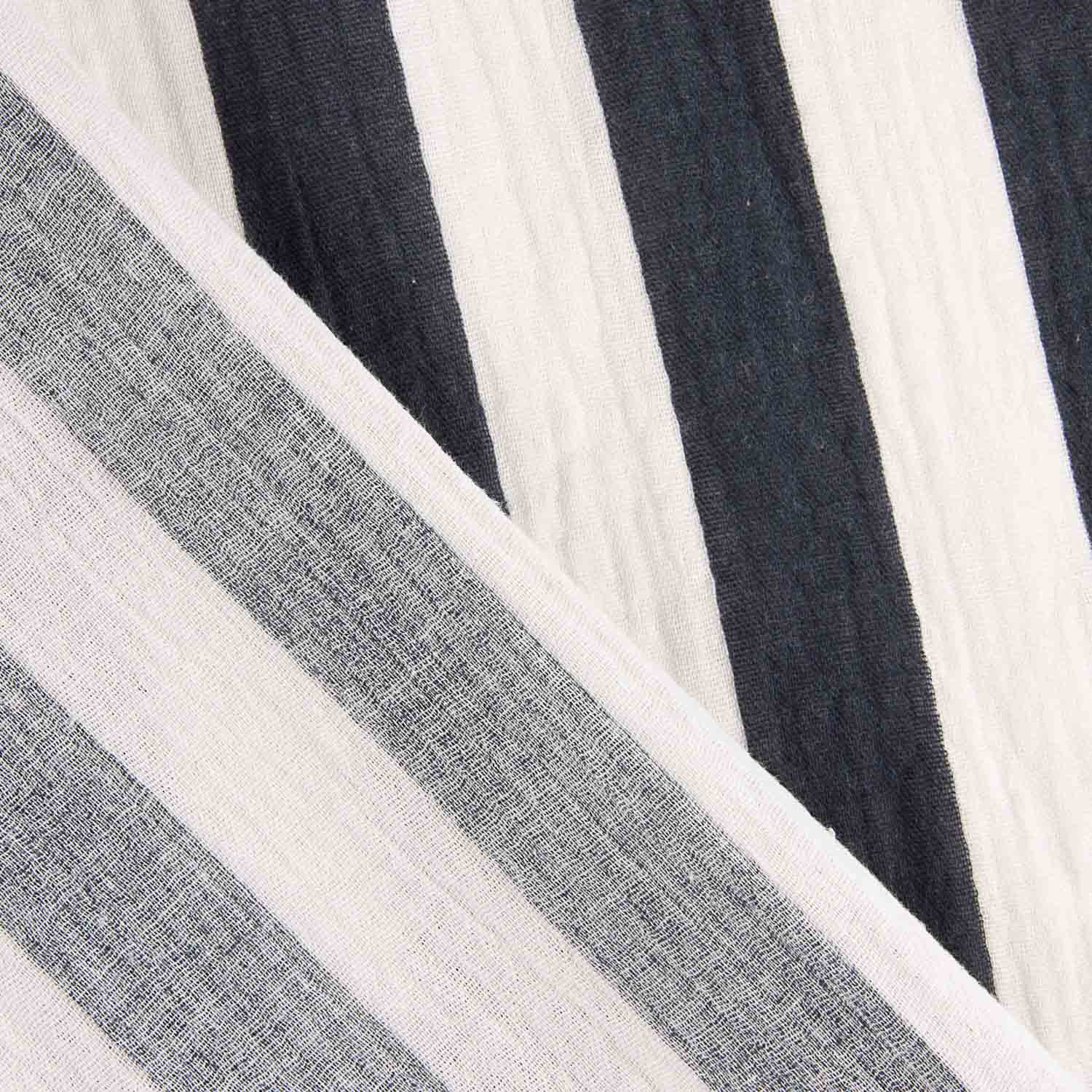 Musselina de algodão listrado azul marinho e branco - Ribes y Casals