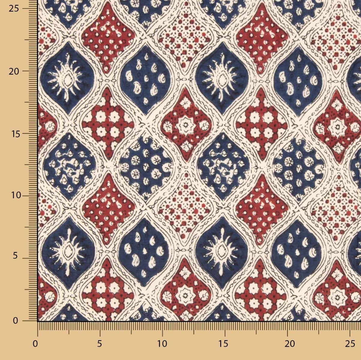 Retal Popelín Estampado Granada Azul 85x145 cms - Ribes y Casals