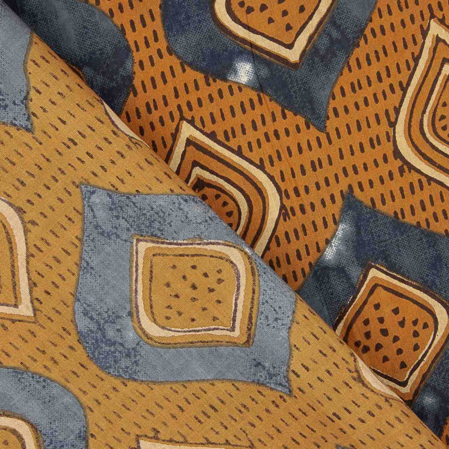 Voile de Algodão Estampado Ikat Terra Índigo - Ribes y Casals