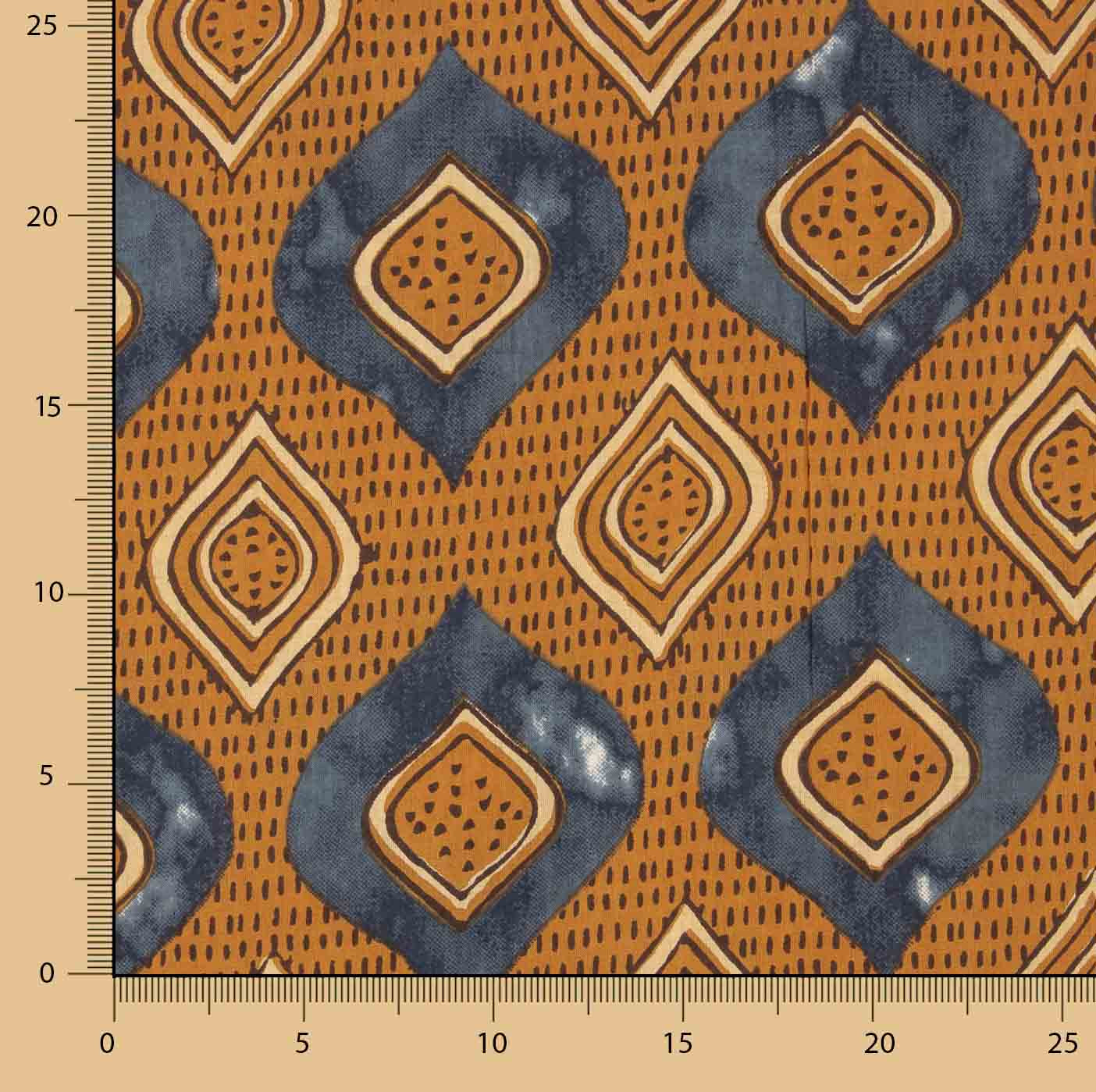 Voile de Algodão Estampado Ikat Terra Índigo - Ribes y Casals