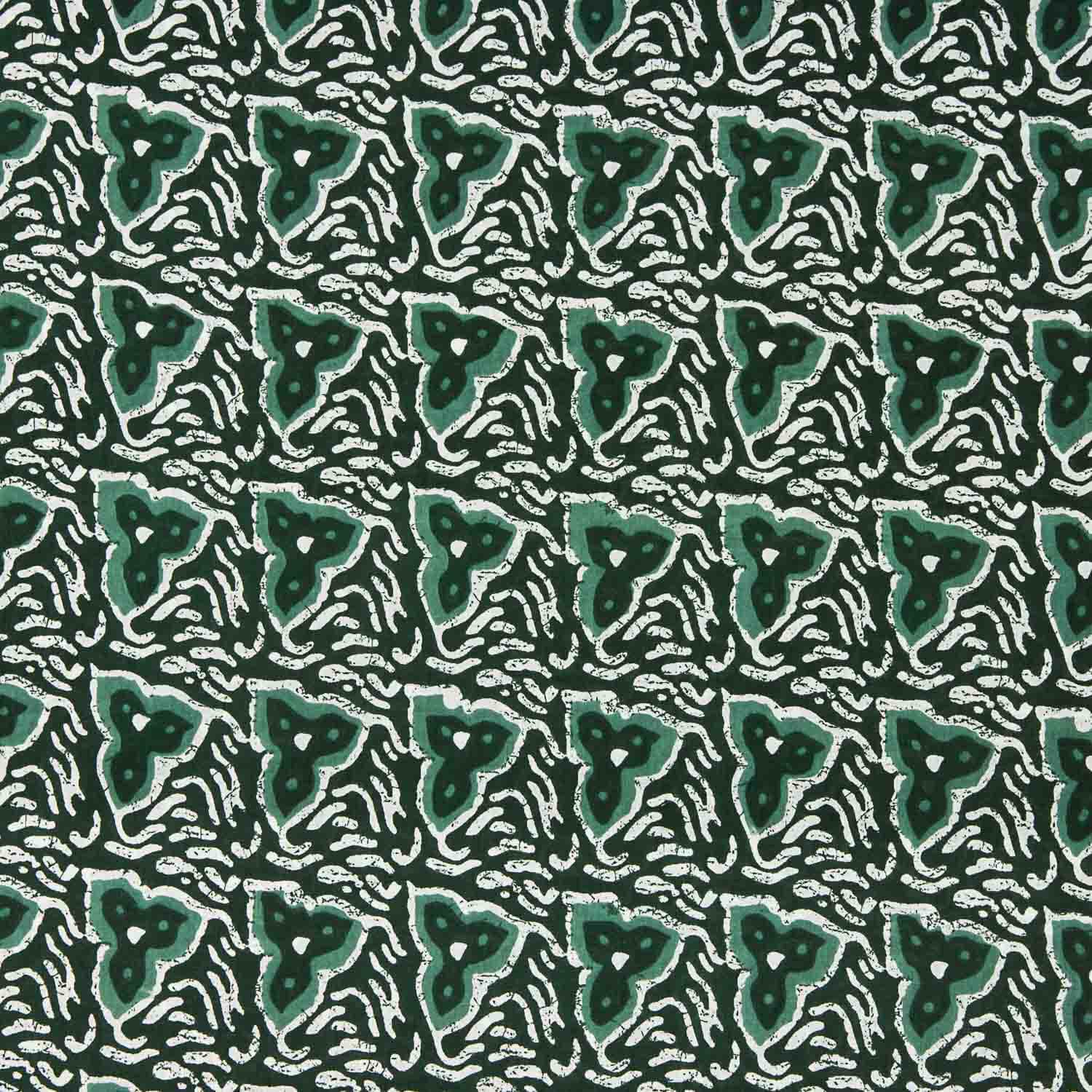 Voile de Algodão Estampado Tribal Orgânico Verde - Ribes y Casals