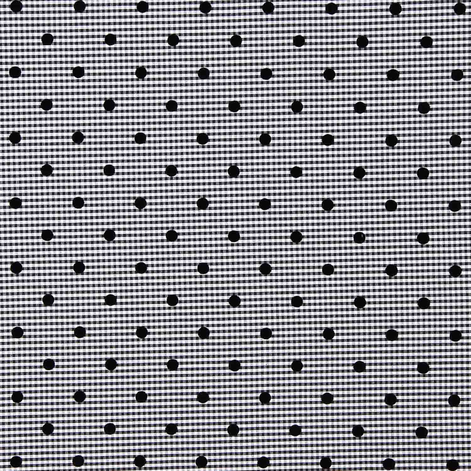 Vichy Algodão Preto Flocado Lunar Preto - Ribes y Casals