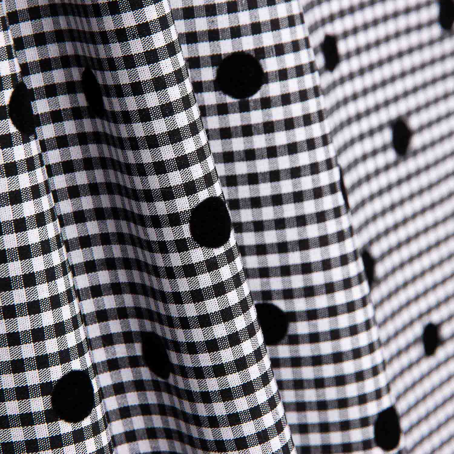 Vichy Algodão Preto Flocado Lunar Preto - Ribes y Casals