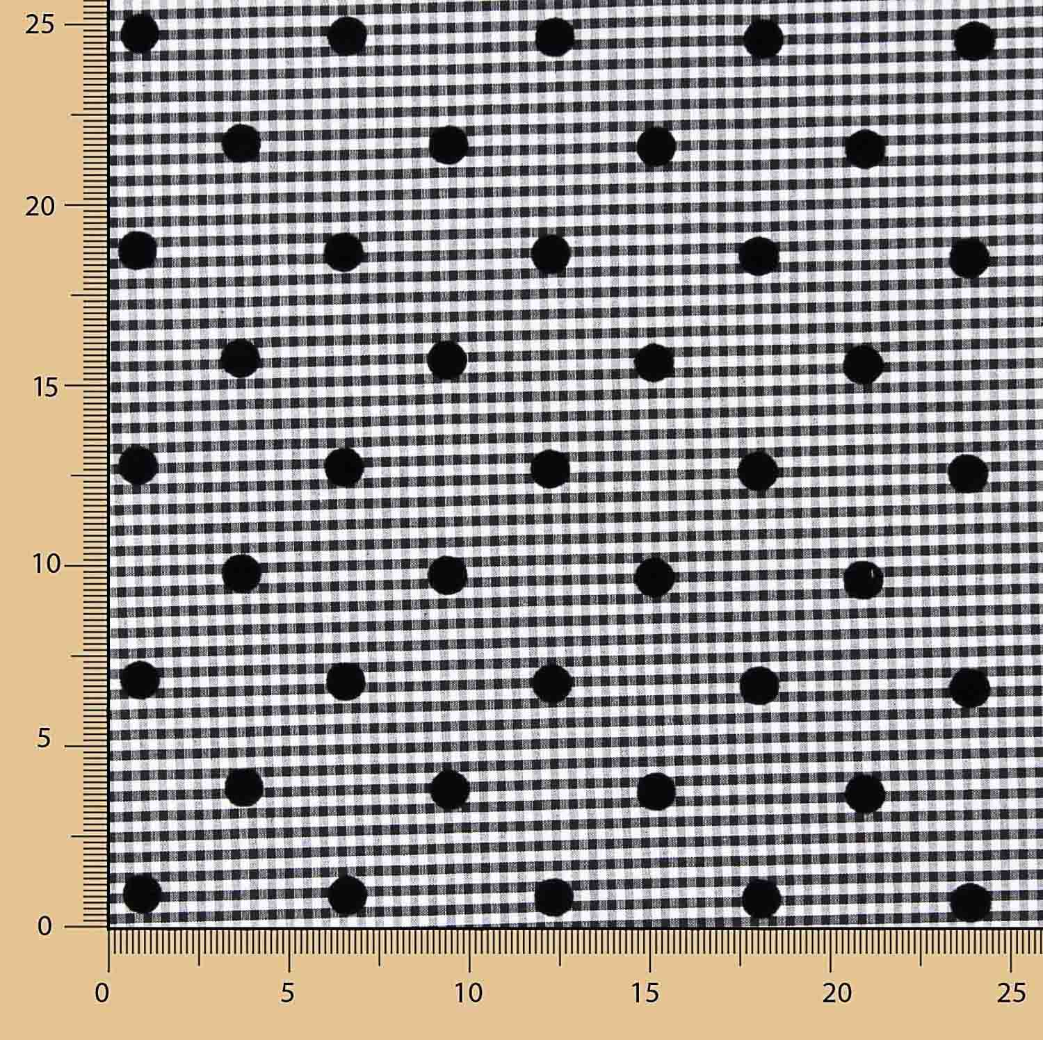 Vichy Algodão Preto Flocado Lunar Preto - Ribes y Casals