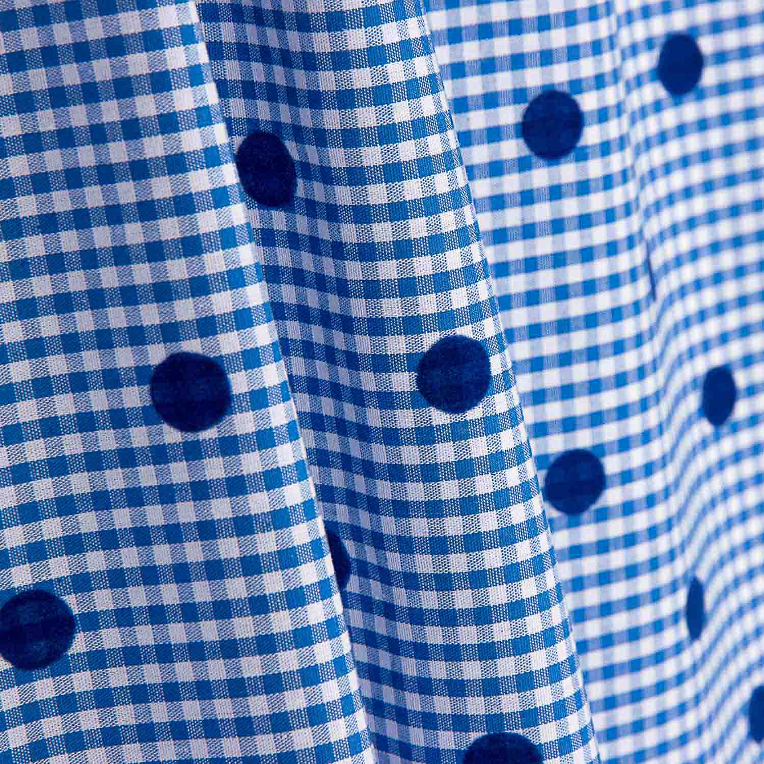 Vichy Algodão Azul Flocado Lunar Azulina - Ribes y Casals