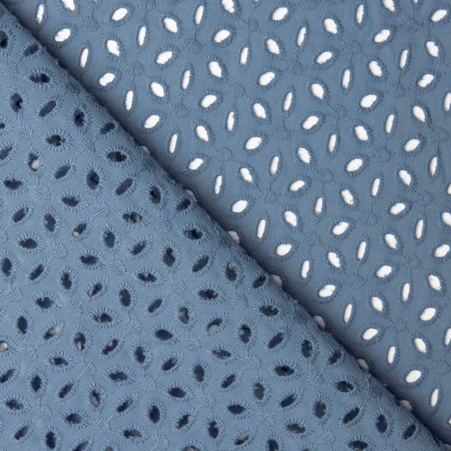 Bordado suíço pétalas azul denim escuro - Ribes y Casals