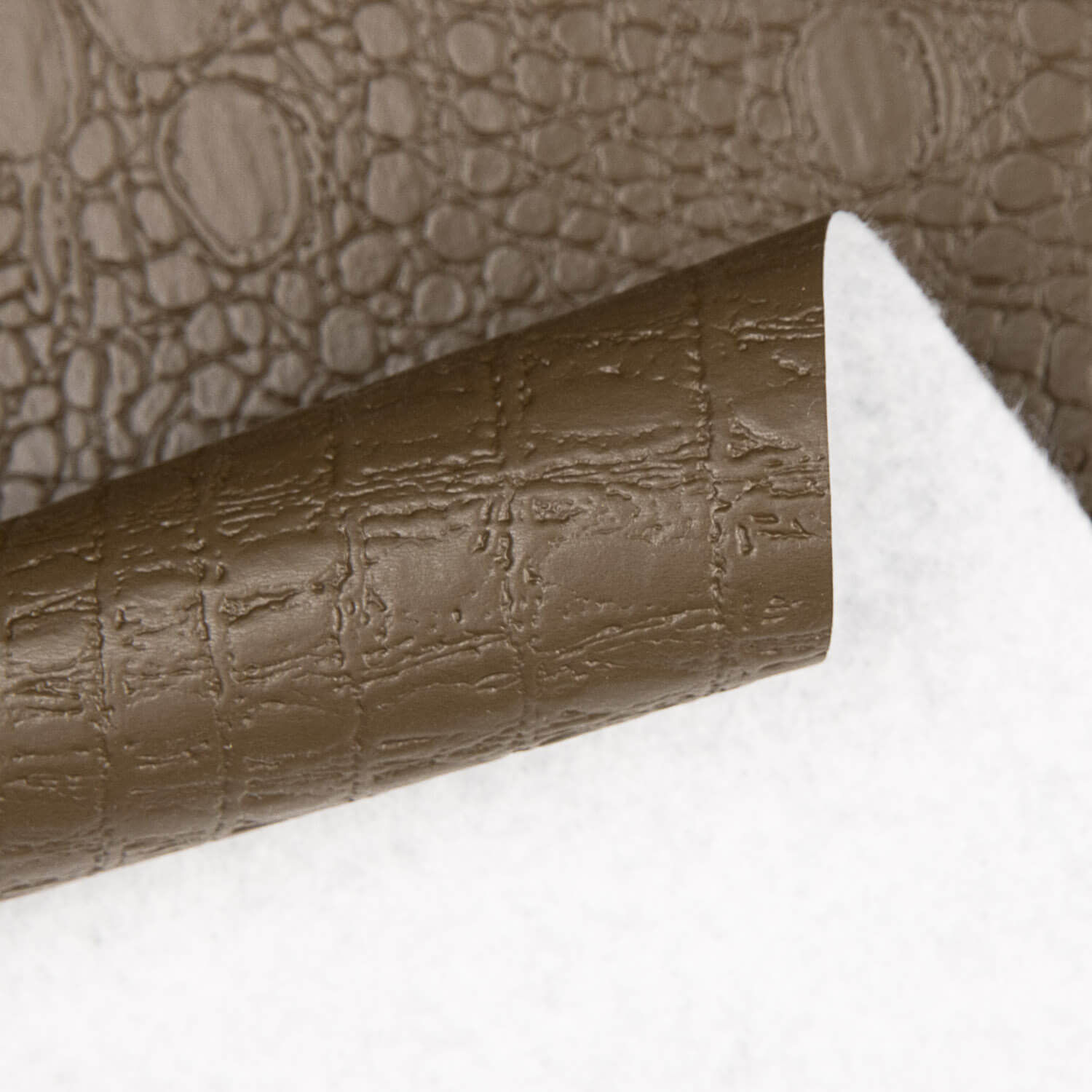 Couro sintético com padrão de crocodilo castanho - Ribes y Casals