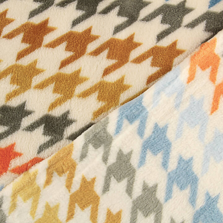 Coral fleece estampado com padrão «pé-de-galo» multicolorido - Ribes y Casals