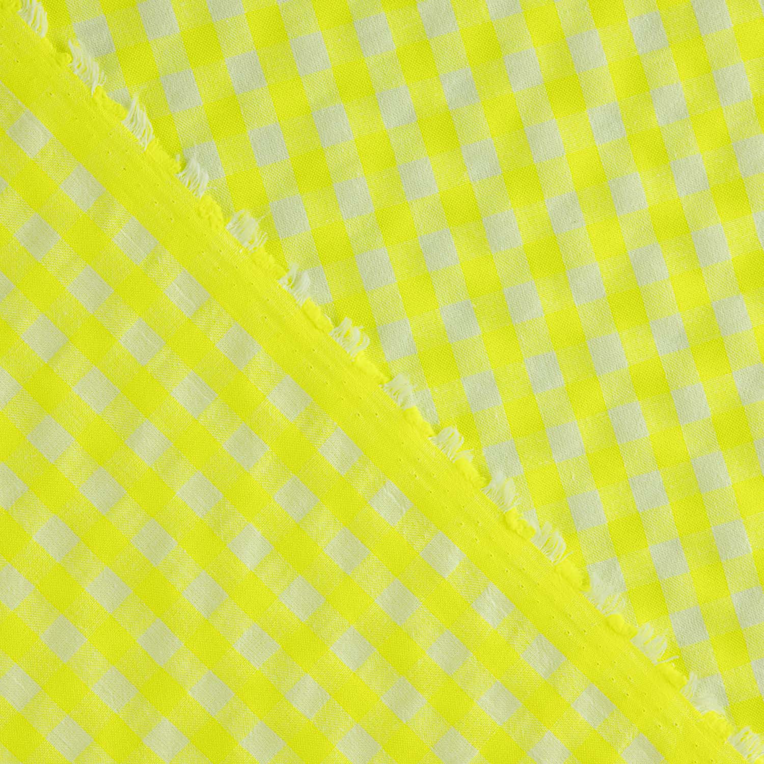 Popelina Seersucker Xadrez Amarelo Fluorescente - Ribes y Casals