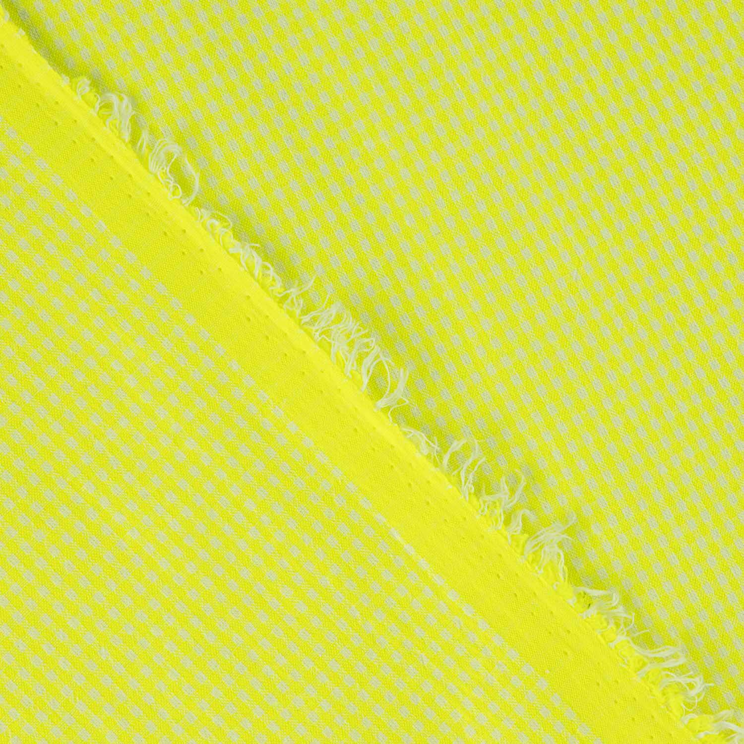 Popelina Seersucker Mini Xadrez Amarelo Fluorescente - Ribes y Casals