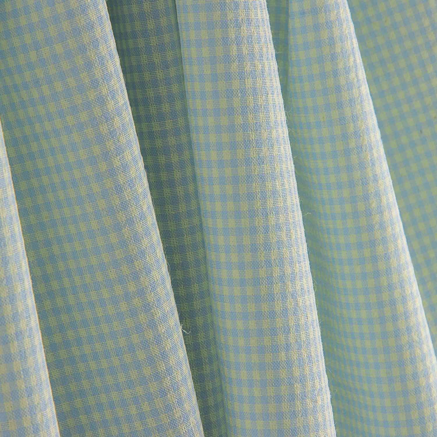 Popelina Seersucker Mini Xadrez Azul Suave - Ribes y Casals