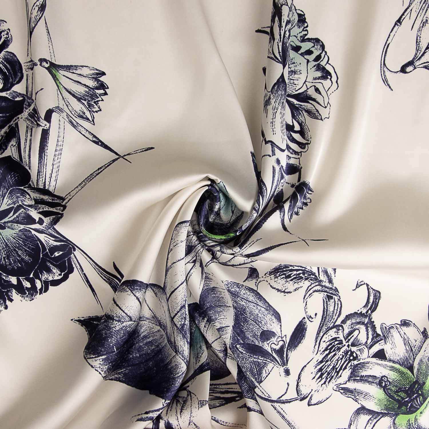 Cetim de poliéster estampado Jardim Noturno - Ribes y Casals