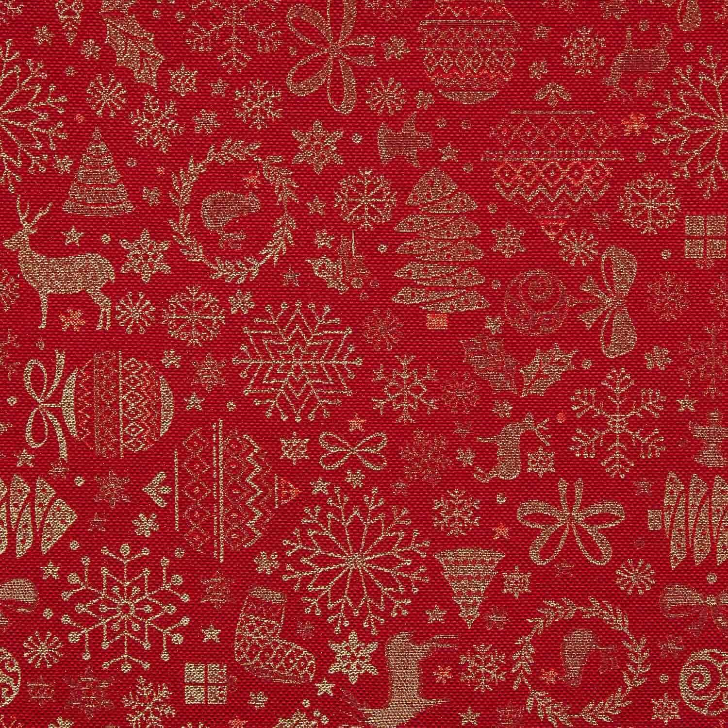 Lona Jacquard Natal Lurex Vermelha - Ribes y Casals