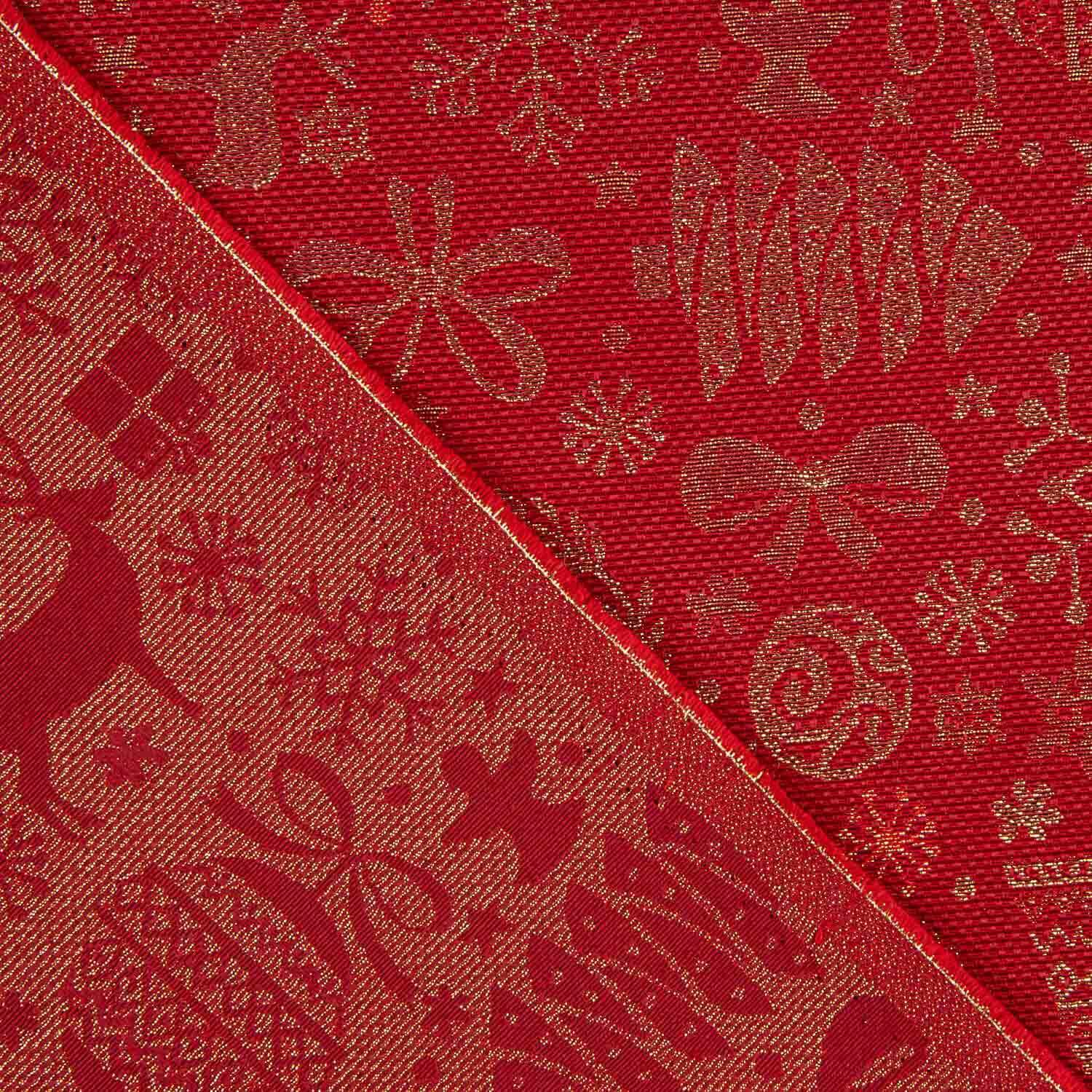 Lona Jacquard Natal Lurex Vermelha - Ribes y Casals