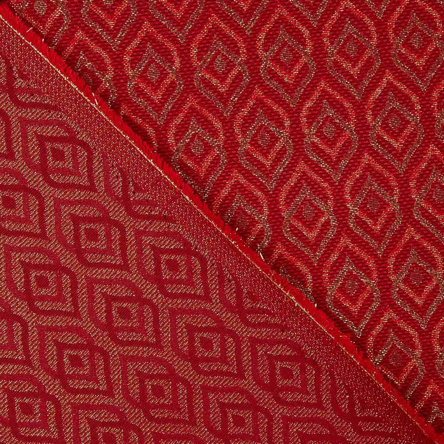 Lona Jacquard Lágrima Lurex Vermelho - Ribes y Casals