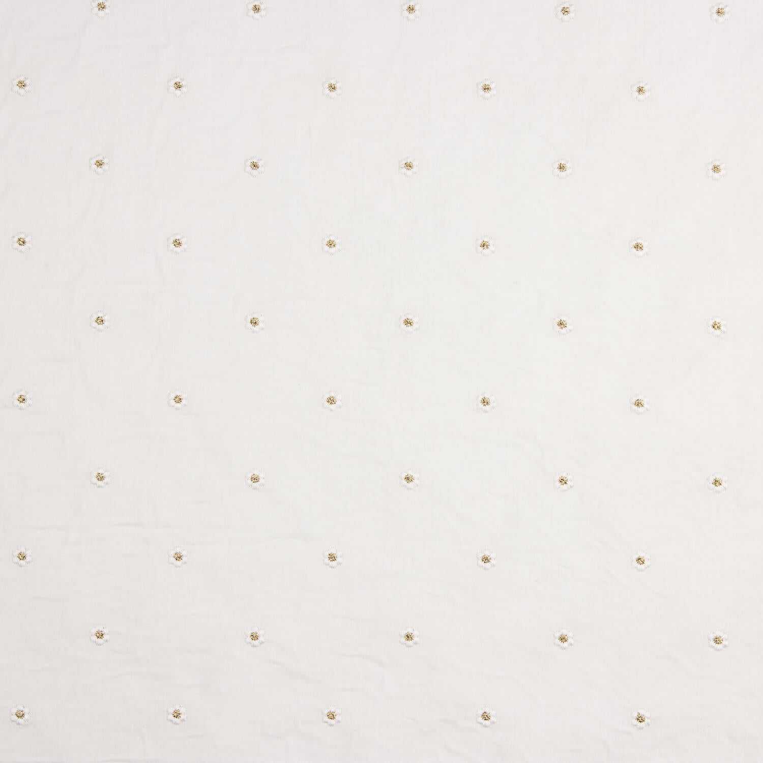 Voile de algodão branco com bordado floral e lúrex dourado - Ribes y Casals