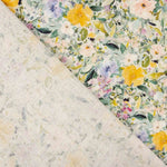 Crepe de linho e viscose com estampado floral amarelo - Ribes y Casals