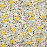 Crepe de linho e viscose com estampado floral amarelo - Ribes y Casals