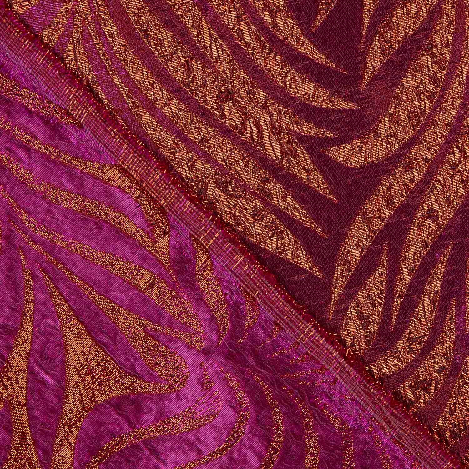 Brocado Lurex Folhas Roxo e Vermelho - Ribes y Casals