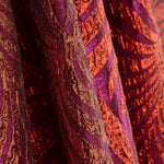 Brocado Lurex Folhas Roxo e Vermelho - Ribes y Casals