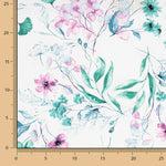 Algodão Bordado e Estampado Digital Floral Malva - Ribes y Casals