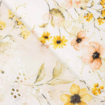 Algodão Bordado e Estampado Digital Floral Amarelo - Ribes y Casals