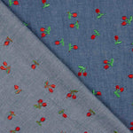 Chambray Algodão Bordado Cerejas - Ribes y Casals