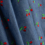 Chambray Algodão Bordado Cerejas - Ribes y Casals