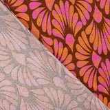 Malha Viscose Retro Bloom Rosa e Laranja - Ribes y Casals