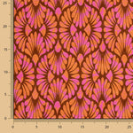 Malha Viscose Retro Bloom Rosa e Laranja - Ribes y Casals