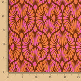 Malha Viscose Retro Bloom Rosa e Laranja - Ribes y Casals