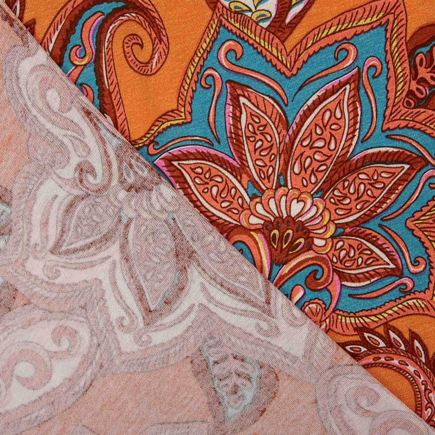 Ponto Viscose Paisley Bohemio Laranja - Ribes y Casals