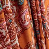 Ponto Viscose Paisley Bohemio Laranja - Ribes y Casals