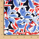 Ponto Viscose Floral Marinheiro Azul e Vermelho - Ribes y Casals