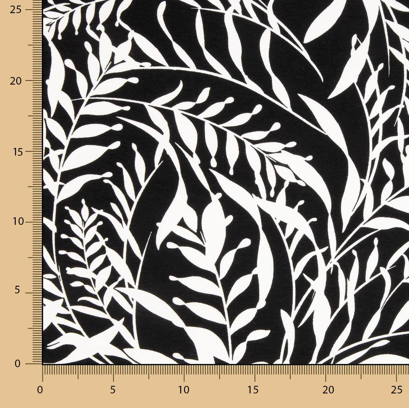 Ponto Viscose Folhas Gráficas Preto e Branco - Ribes y Casals